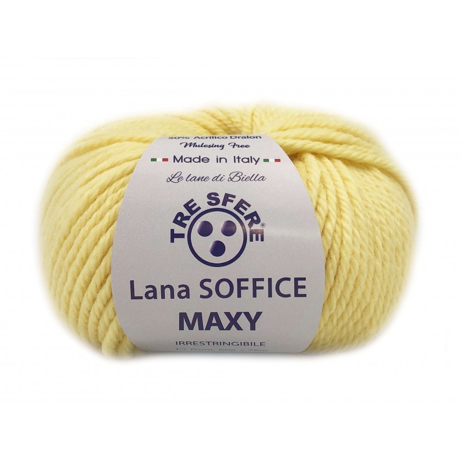 Gomitolo Lana Soffice Maxy Tre Sfere 50% lana 50% dralon lunghezza +- 75 mt. ferri o unc.6/7