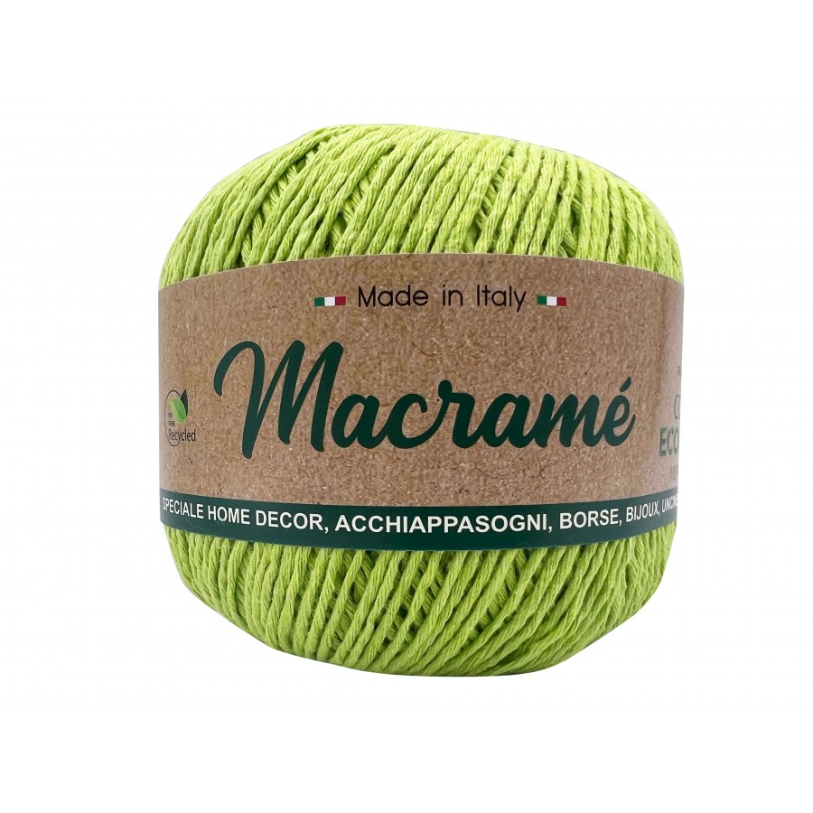 Gomitolo cordoncino da 150 gr. 200 mt. Macrame Barbante 80% cotone 20% poliestere interamente riciclato oeko-tex®